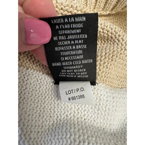 Tribal Women Colorblock Sweater Cream Grey Petite Small Resort Beach Oversized - Picture 8 of 8